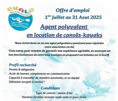 Amicale Laïque Canoë-Kayak – Offre d’emploi du 01/07 au 31/08