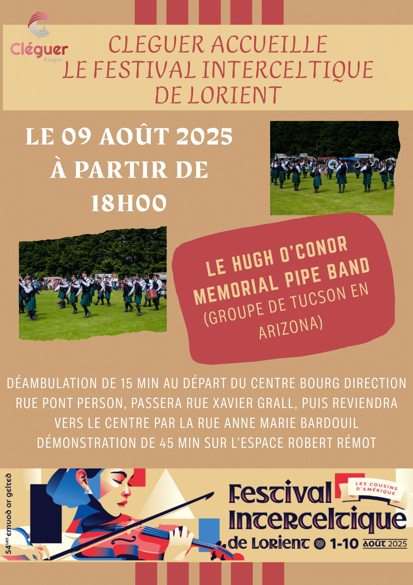 PIPE BAND DU FESTIVAL INTERCELTIQUE A CLÉGUER !